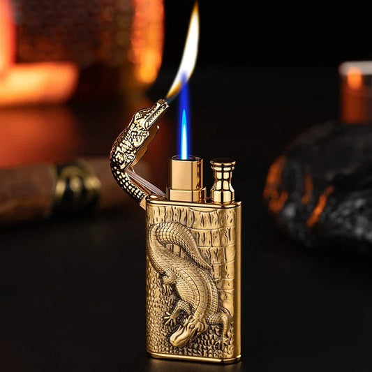 Creative 3D Engraved Crocodile Double Fire Lighter