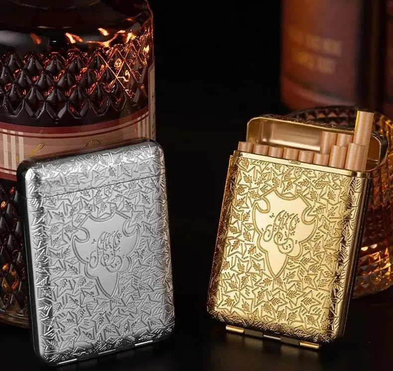Iconic Bundle- 3D Dragon Jet Flame lighter+Metal Crafted Cigarette Case
