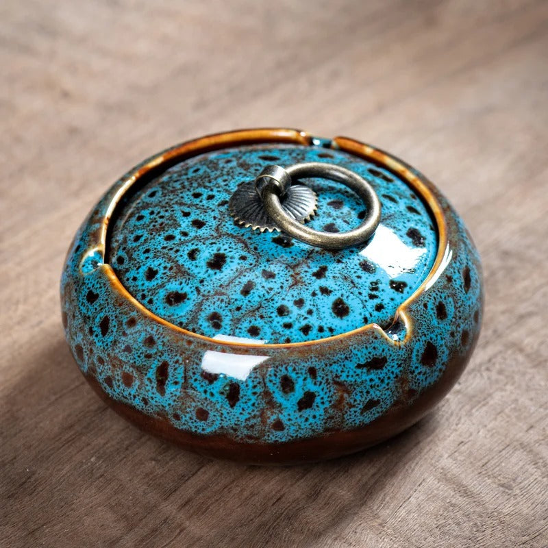 Ceramic Cigarette Tray with Lid