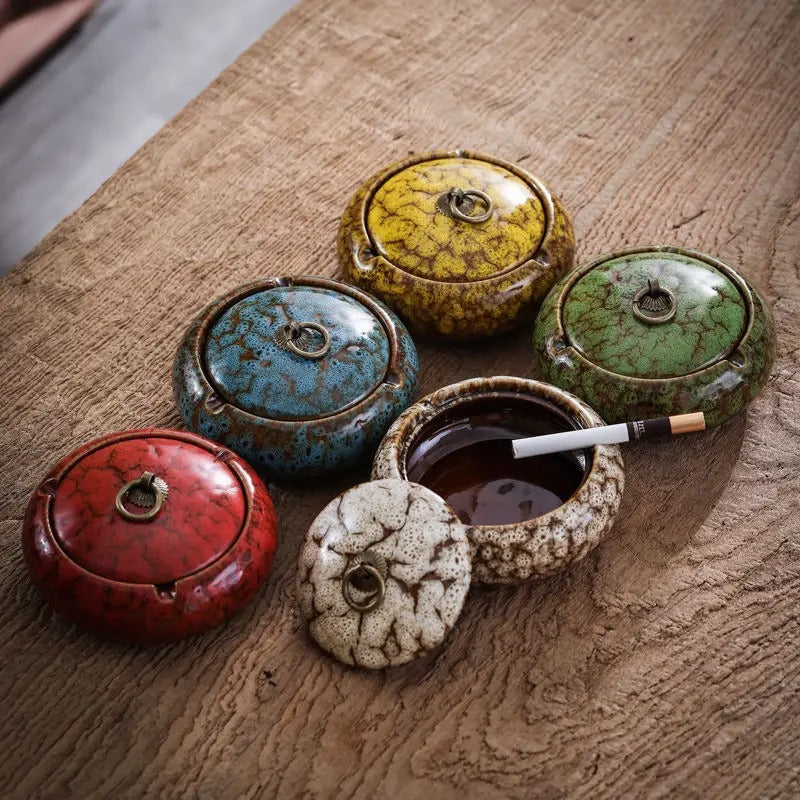 Ceramic Cigarette Tray with Lid