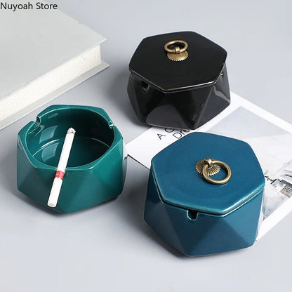 Ceramic Ashtray for Home - Creative Desk Ashtray With Lid
