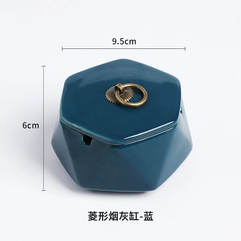 Ceramic Ashtray for Home - Creative Desk Ashtray With Lid
